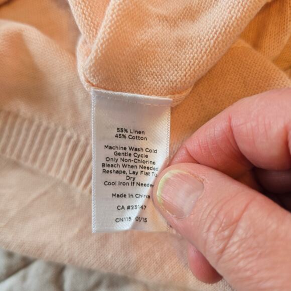 Talbots Petites Knit Top Women's Mp Peach Linen Blend Career Casual Coastal - Picture 4 of 5